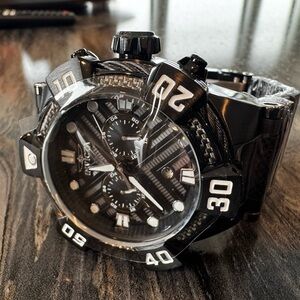 Invicta Bolt Men's Watch w/ 3D Dial 52mm Black Steel Carbon NEW!